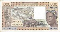 p607Hb from West African States: 1000 Francs from 1981